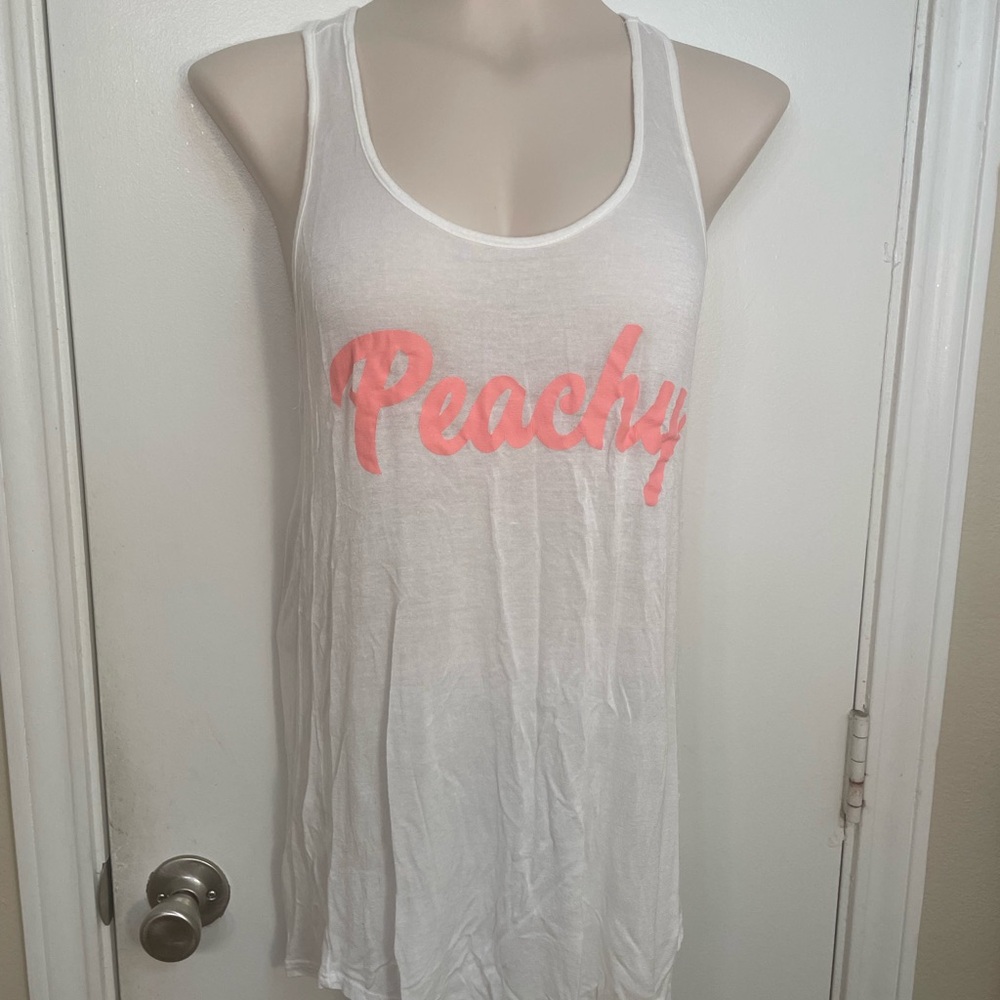 Peachy Graphic White Tank Top - Women